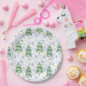 水色のクリスマスツリー ペーパープレート (パーティー)