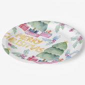 水色のクリスマスツリー ペーパープレート (アングル)