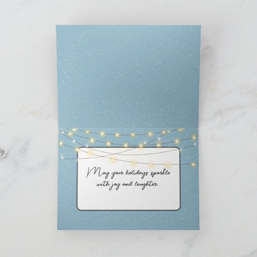 水色のクリスマストナカイもつれたライト シーズンカード (内部)
