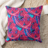 水色のクレーターで赤いピンク色の奇妙なテクスチャ クッション (ブランケット)