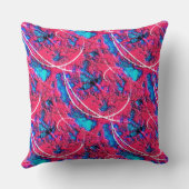 水色のクレーターで赤いピンク色の奇妙なテクスチャ クッション (裏面)