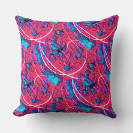 水色のクレーターで赤いピンク色の奇妙なテクスチャ クッション