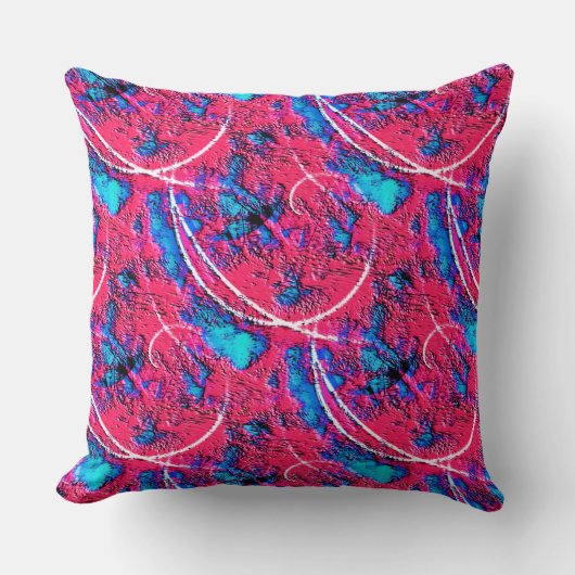 水色のクレーターで赤いピンク色の奇妙なテクスチャ クッション (正面)