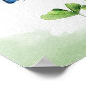 水色のクローバーと蝶 ポスター (角)