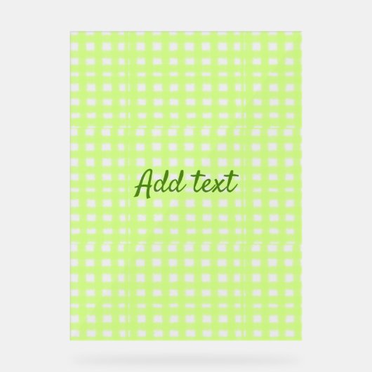 水色のグリーンプライドパーソナライズされたギンハムの追加テックス アクリルサイン (正面)