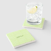 水色のグリーンプライドパーソナライズされたギンハムの追加テックス ストーンコースター (横)