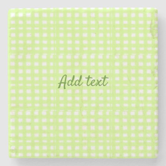 水色のグリーンプライドパーソナライズされたギンハムの追加テックス ストーンコースター (正面)