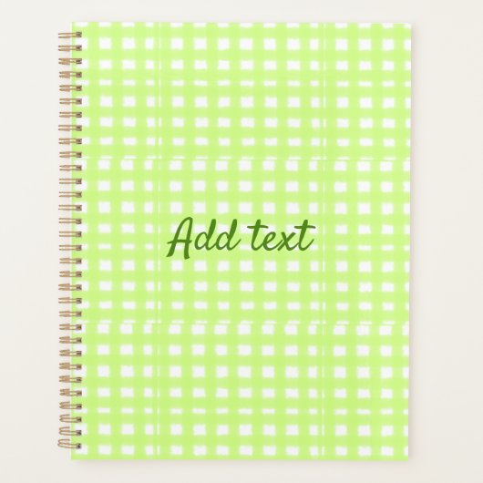 水色のグリーンプライドパーソナライズされたギンハムの追加テックス プランナー手帳 (正面)