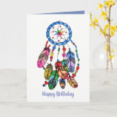 水色のゴージャスなレインボードリームキャッチャー カード (黄色い花)