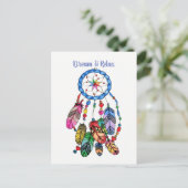 水色のゴージャスなレインボードリームキャッチャー ポストカード (スタンド正面)