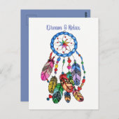 水色のゴージャスなレインボードリームキャッチャー ポストカード (正面/裏面)