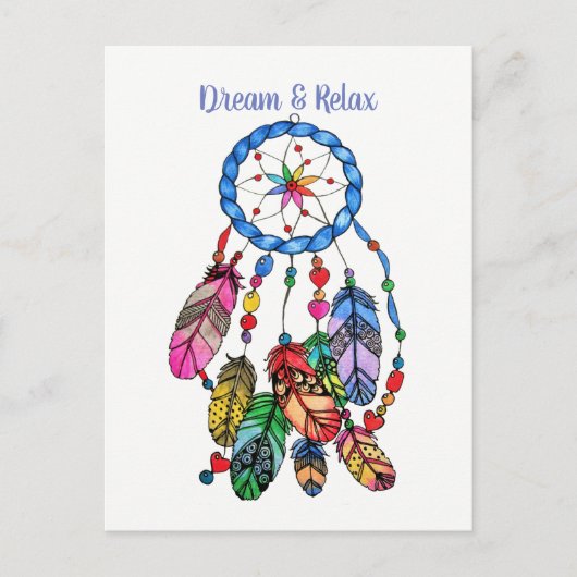 水色のゴージャスなレインボードリームキャッチャー ポストカード (正面)