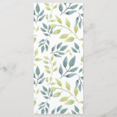 水色のサファリ動物のベビシャワーメニュー プログラム (裏面)