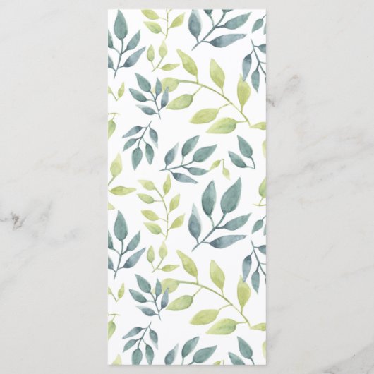 水色のサファリ動物のベビシャワーメニュー プログラム (裏面)