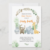 水色のサファリ動物 招待状 (正面)