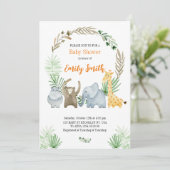 水色のサファリ動物 招待状 (スタンド正面)