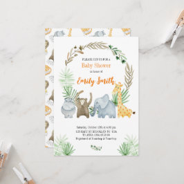 水色のサファリ動物 招待状