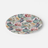 水色のサボテン咲き多肉植物 ペーパープレート (アングル)