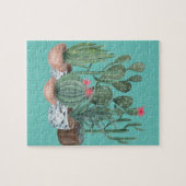 水色のサボテン。 ジグソーパズル (横)