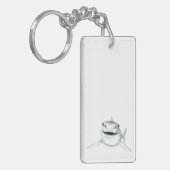 水色のサメが微笑む灰色の緑の海 キーホルダー (正面左)