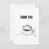 水色のサメが微笑む灰色の緑の海 サンキューカード (正面/裏面)