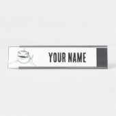 水色のサメが微笑む灰色の緑の海 デスクネームプレート (正面)