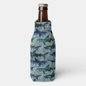 水色のサメの群れ ボトルクーラー (ボトル正面)