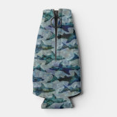 水色のサメの群れ ボトルクーラー (裏面)