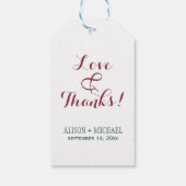 水色のシックな牡丹の冬のブーケ感謝していユー。 ギフトタグ (裏面)