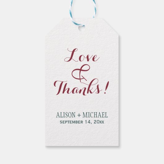 水色のシックな牡丹の冬のブーケ感謝していユー。 ギフトタグ (裏面)