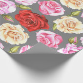 水色のシームレスなパターンとバラ。シームレスw ラッピングペーパー (角)