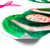 水色のシームレスなパターンと人魚，シーシェル ポスター (角)