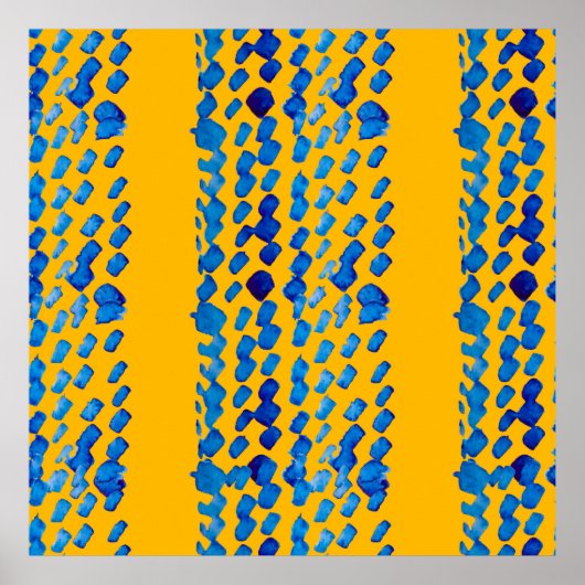 水色のシームレスなパターンと抽象芸術スポット ポスター (正面)