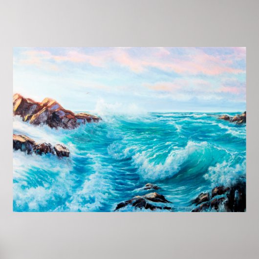 水色のシームレスなパター色彩の鮮やかン ポスター (正面)