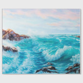 水色のシームレスなパター色彩の鮮やかン ラッピングペーパー (フラット)