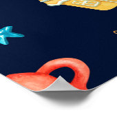 水色のシームレスパターンとクリスマスジンジャーブレッド ポスター (角)