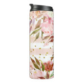 水色のストライプフローラと金ゴールドドット タンブラー (回転右)