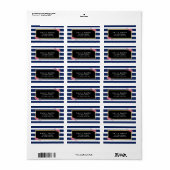 水色のストライプフローラアドレスを持つ青い白い ラベル (フルシート)