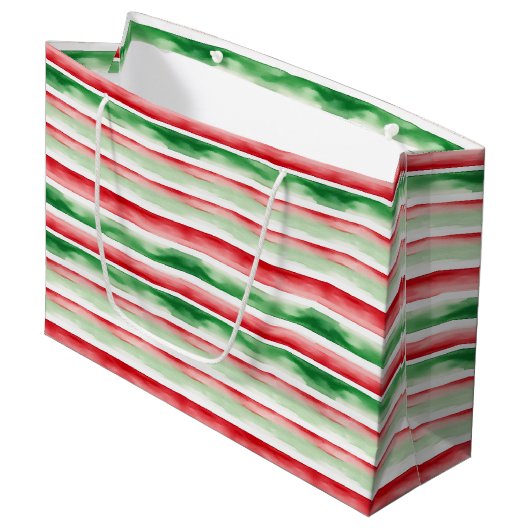 水色のストライプ ラージペーパーバッグ (正面アングル)