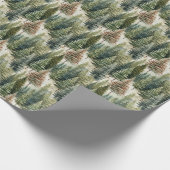 水色のセージ緑の松の冬林 ラッピングペーパー (角)