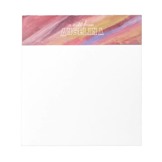 水色のテラコッタは白い文字をストリップ ノートパッド (正面)