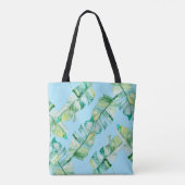 水色のトロピカル葉イラストレーション、シームレスなシステム。 トートバッグ (裏面)