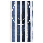 水色のネイビーストライプズとモノグラム スモールペーパーバッグ (裏面)