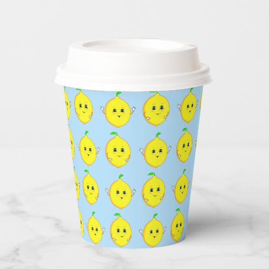 水色のハッピーレモン 紙コップ (正面)