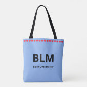水色のハートとBlack Lives Matter BLM トートバッグ (裏面)