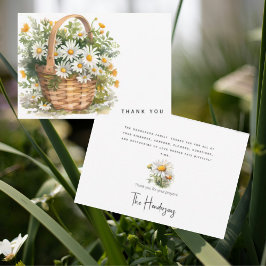 水色のバスケットデイジー死別ありがとう サンキューカード