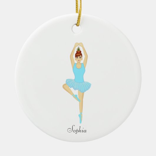 水色のバレエダンサー セラミックオーナメント (正面)
