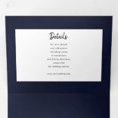 水色のヒマワリのネイビー結婚ブルー 三つ折り招待状 (内部最初)