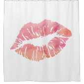 水色のピンクの唇 シャワーカーテン (正面)