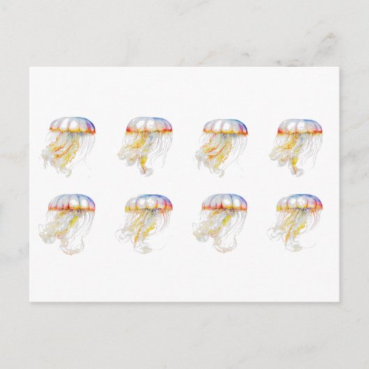 水色のピンク色の浮動性クラゲ ポストカード (正面)